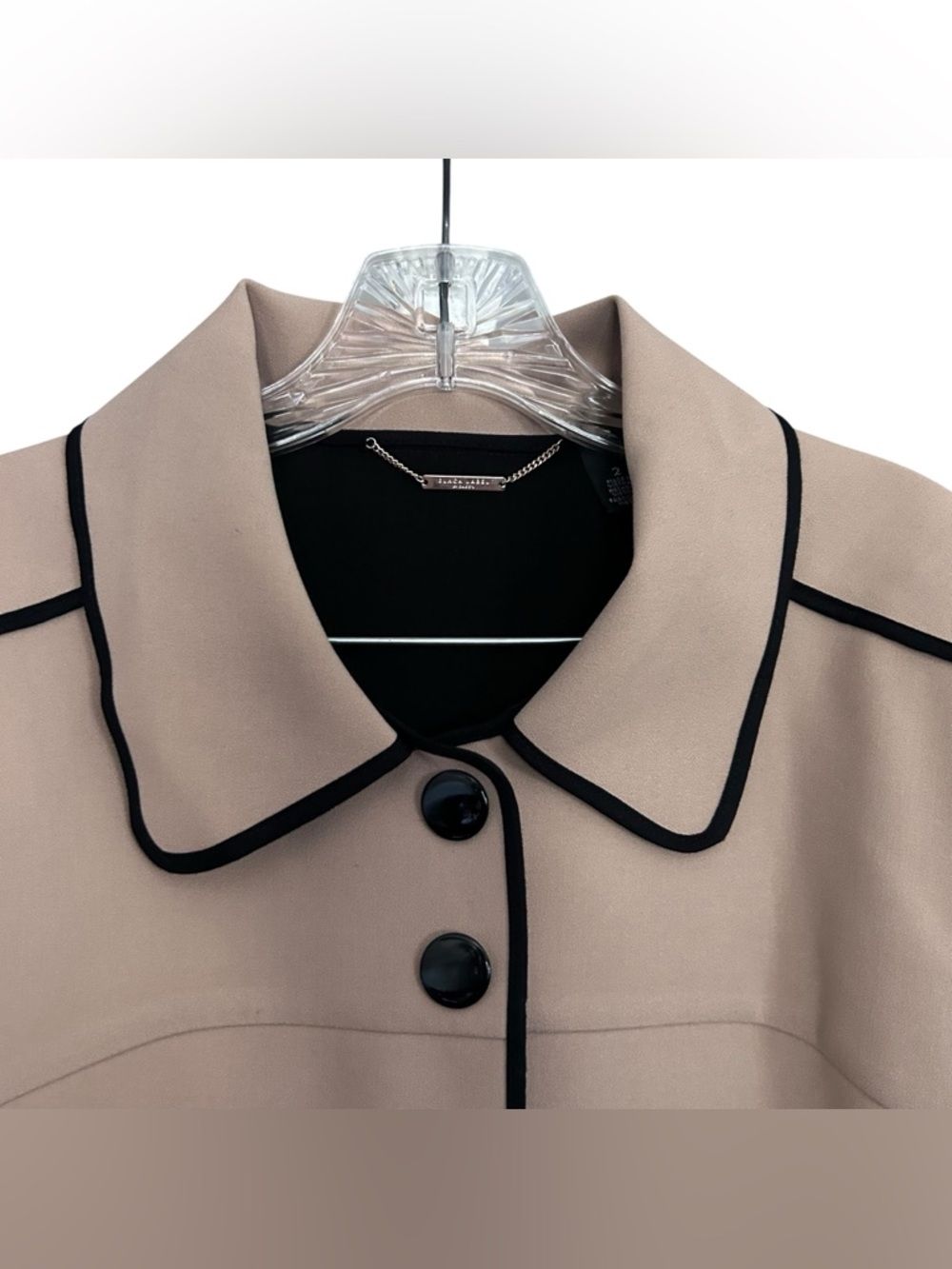 Chico's Taupe Jacket with Black Trim - Picture 3 of 10